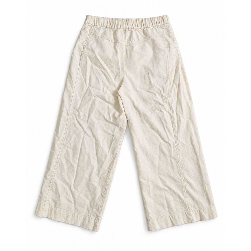 Zara Ivory Linen Cotton Wide Leg Pants Size L - Picture 3 of 8